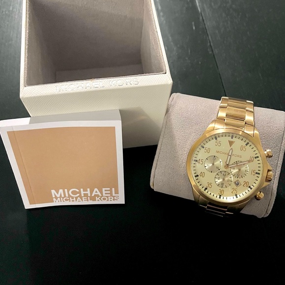 Micheal Kors Mens Gage watch Gold tone - Picture 1 of 4